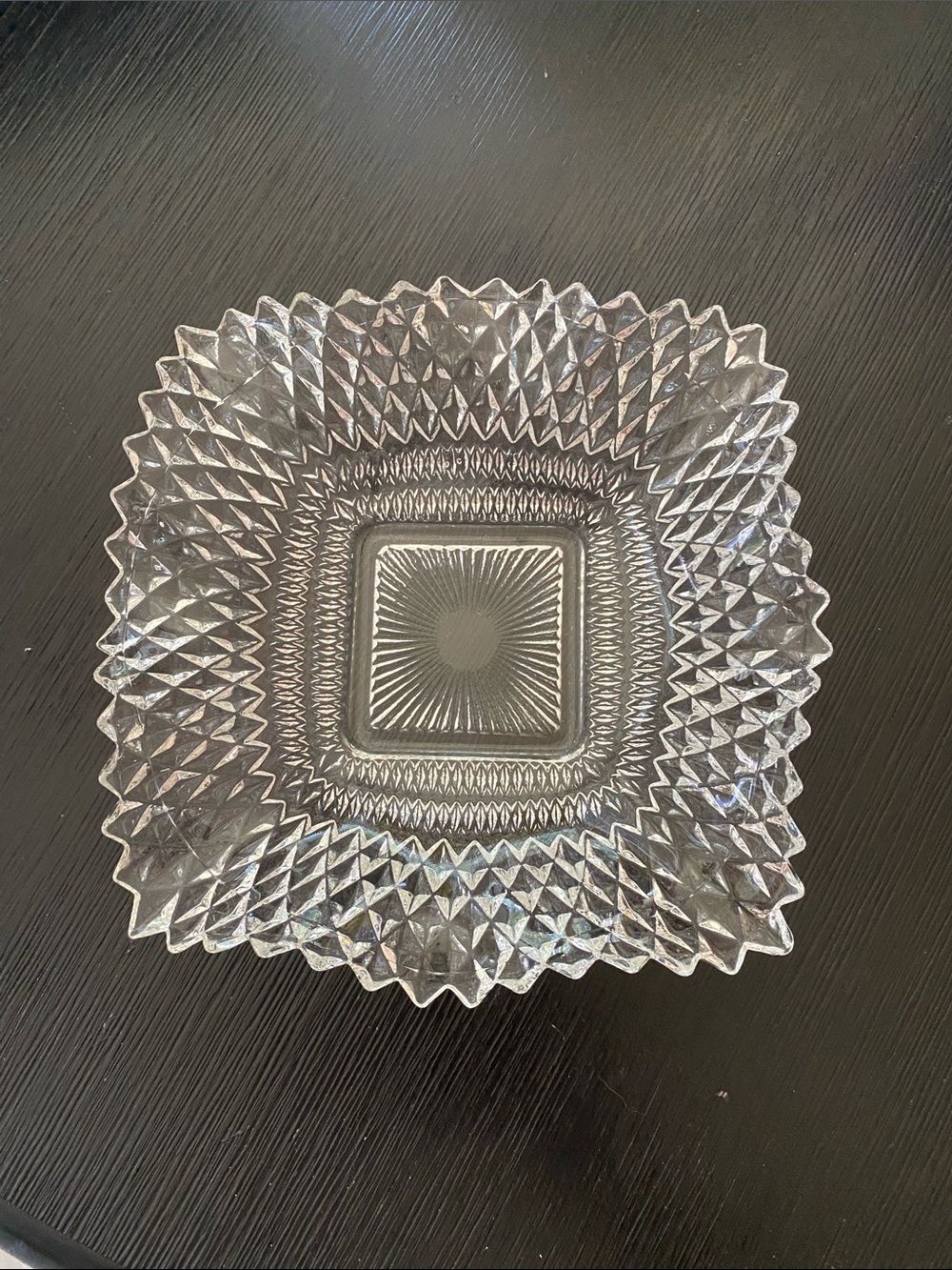 Cut Crystal-Style Square Serving Bowl - Clear